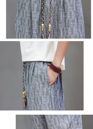 Men's Corduroy Chinese Style Wide Leg Trousers, Lantern Pants, Comfortable and Breathable for Autumn and Winter, Casual Joggers