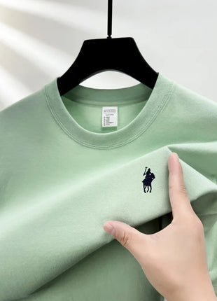 T-shirt homme col rond manches courtes 100 % pur coton, vente chaude, marque de luxe, été, broderie exquise, poney, haut respirant