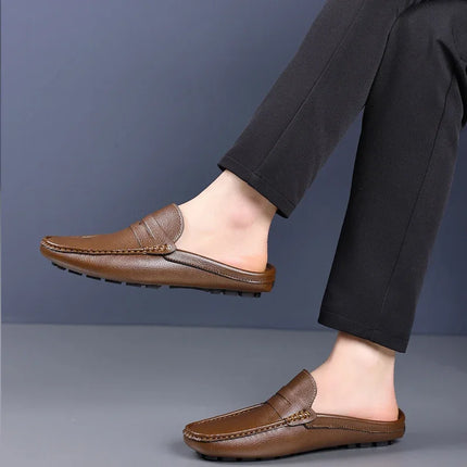YRZL mocassini estate Slip on mezze scarpe per uomo pantofole in pelle PU Casual traspirante comodi mocassini mocassini scarpe Casual da uomo