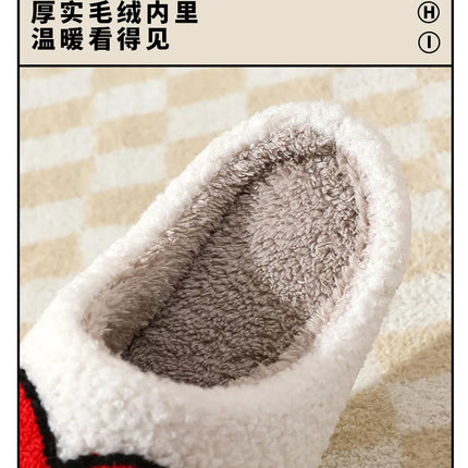 Comwarm Pantofole pelose in pelliccia invernale per donna Scivoli piatti soffici per camera da letto simpatico cartone animato Morbido comfort Scarpe calde in cotone felpato per la casa