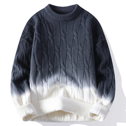 New Trendy Autumn and Winter Jacquard Pattern Pullover Sweater Casual Round Neck Color-Blocking Knit Men's Pullover