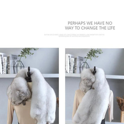 Unisex Real Fur Fox Scarf Men Woman Winter Warm Natural Fur Shawl Soft Headscarf Super big Gray Silver Fox Scarf Fur Accessories