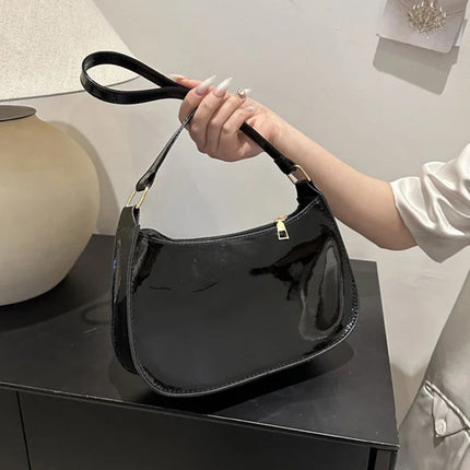 Retro Solid Color PU Leather Shoulder Underarm Bag Women's Fashion Handbags Casual Purses and Handbag Ladies Hand Bags PlatiNum