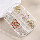 3D Christmas Nail Art Charms; Gold & Silver Bows and Wreaths; Cute Winter Designs for DIY Manicures and Salon Accessories