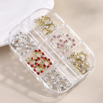 3D Christmas Nail Art Charms; Gold & Silver Bows and Wreaths; Cute Winter Designs for DIY Manicures and Salon Accessories