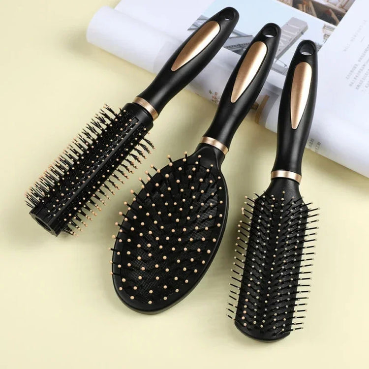 Portable Black Round Hair Brush Curling Styling Hair Comb Easy to Use Salon Hair Tool