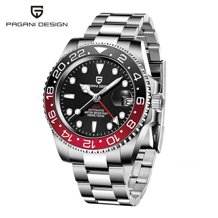 Nuovo Orologio Meccanico Automatico PAGANI DESIGN GMT 2026 per Uomo, Ghiera in Ceramica, Impermeabile 100ATM, Orologio Sportivo Nautico da Immersione, Orologio da Polso Maschile in Acciaio Inossidabile + Reloj Hombre + Scatol