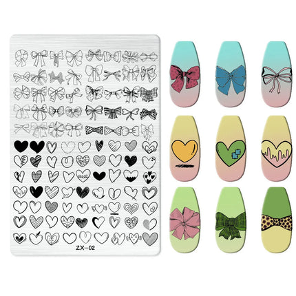 Flowers Love Nail Stamping Newspaper Splice Theme Irregular Stamping Plates Letter Nail Art Printing Stencil Tool Big Size Tools
