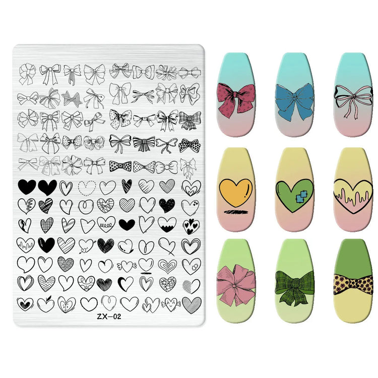 Flowers Love Nail Stamping Newspaper Splice Theme Irregular Stamping Plates Letter Nail Art Printing Stencil Tool Big Size Tools