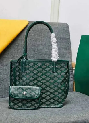 Borsa da Shopping in Vera Pelle di Alta Qualità per Donna, 20cm, Set di 2 Pezzi con Piccolo Portamonete