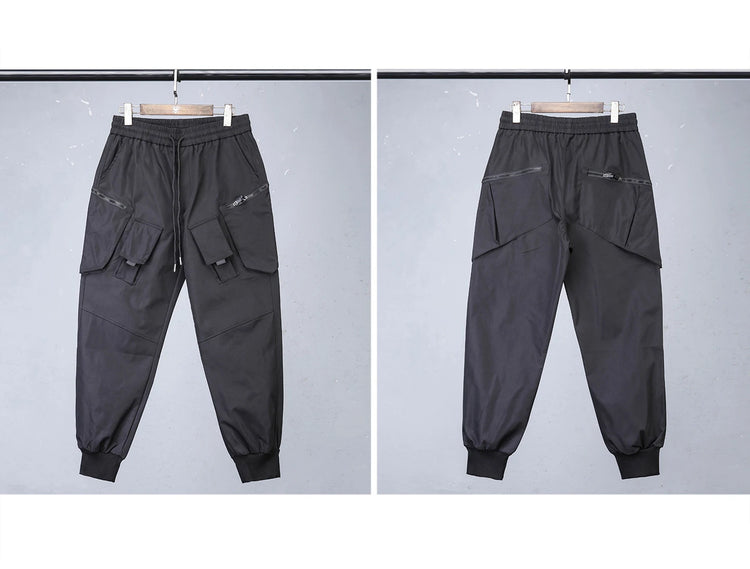 2026 New Streetwear Joggers Pants Men's Multi-Pockets Tactical Cargo Pant Black Utility Work Elastic Waist Casual Trousers