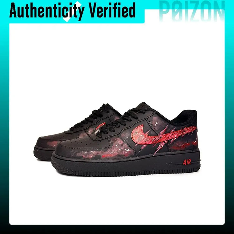 Nike Air Force 1 Leather Abrasion Resistant Low top Skateboard Shoes Unisex Black Red CW2288-001(Team1521-)