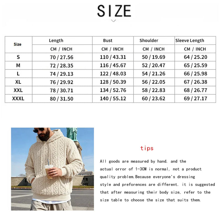 Cross-border Loose Men's Winter Retro Warm Double-Sided Velvet Casual Trend Hooded Pocket High Street Sweater