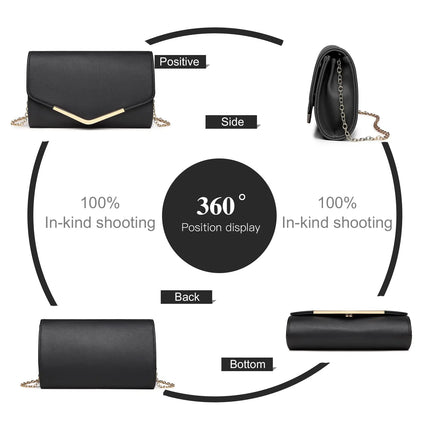 Miss Lulu Elegante Pochette da Donna con Catena Rimovibile, Borsa da Sera alla Moda per Matrimoni e Feste, Piccola Borsa a Tracolla Pratica