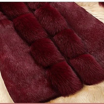 Winter 2025 Faux Fur Coat Women Thick Outwear Female Long Fake Fox Fur Thick Long Sleeve Jacket  Ladies Slim  Warm Faux Fur Coat