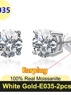Premium 0.5-2ct Moissanite Diamond Stud Earrings for Women Original 925 Sterling Silver Screw Back Women Moissanite Earring