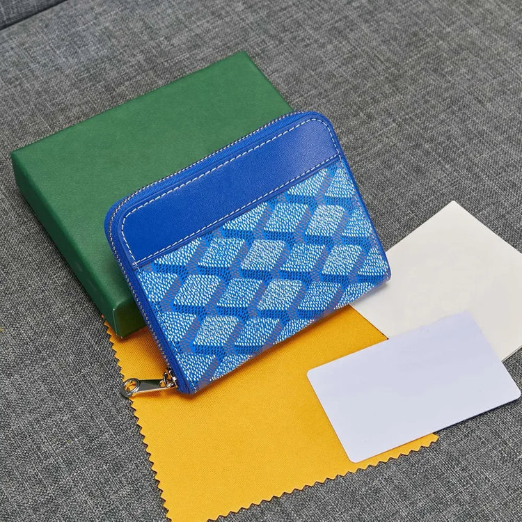 Portafoglio Quadrato Mini in Vera Pelle alla Moda per Uomo e Donna, Chiusura con Cerniera, Portatile, per Carte di Credito e Monete