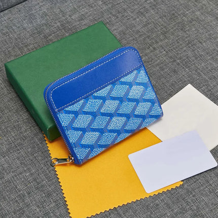 Portafoglio unisex con cerniera in vera pelle, mini borsa quadrata, borsa portaoggetti alla moda con scomparti multipli per monete e carte, per uso quotidiano