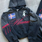 American Retro Streetwear Men's Suit Two-piece Set Goth Harajuku Zipper Hoodie High Street Trendy Casual Sports Suit Sweatshirt PlatiNum