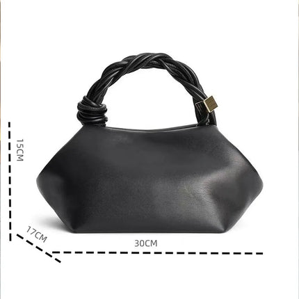 Borsa a tracolla/da spalla da donna in morbida pelle di alta qualità, con manico in corda intrecciata, elegante e casual per l'uso quotidiano.