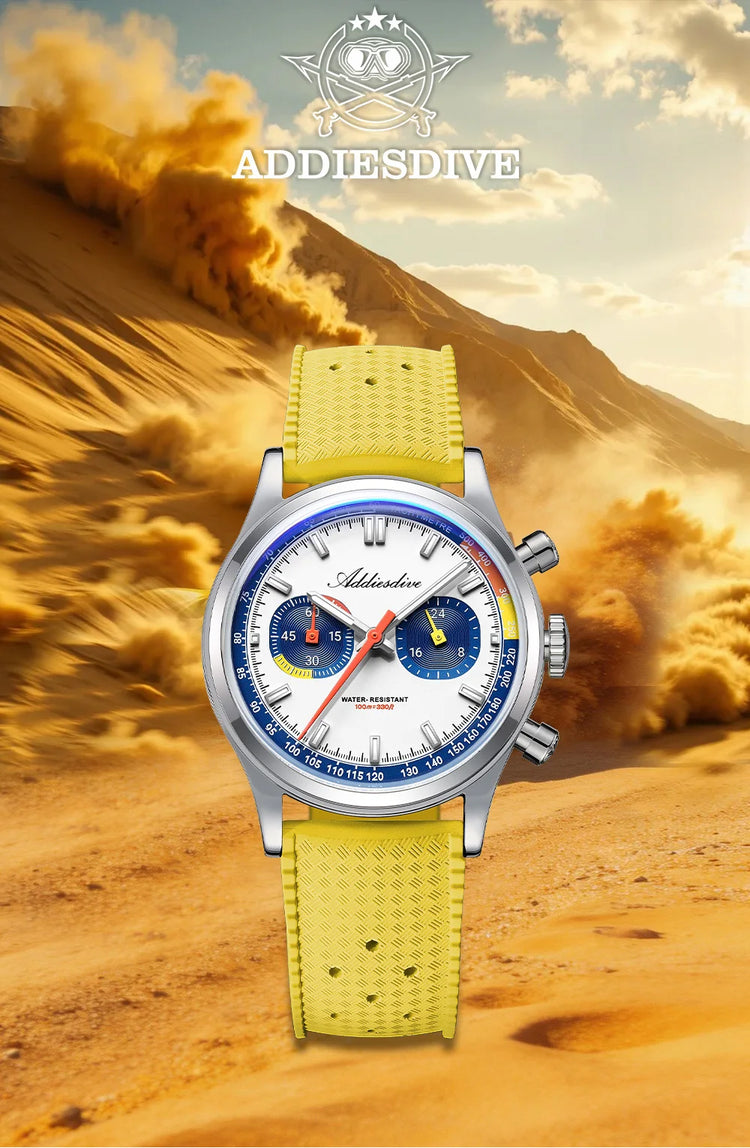 ADDIESDIVE Chronograph Quartz Watches For Men 100M Waterproof Multifunctional Wristwatch AD2549 Bubble Glass BGW9 Luminous Watch