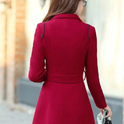 2023 New Korean Winter Woman Wool Coat Long Warm Female Woolen Coat Female Autumn Fashion Double-Breasted Jacket Outerwear