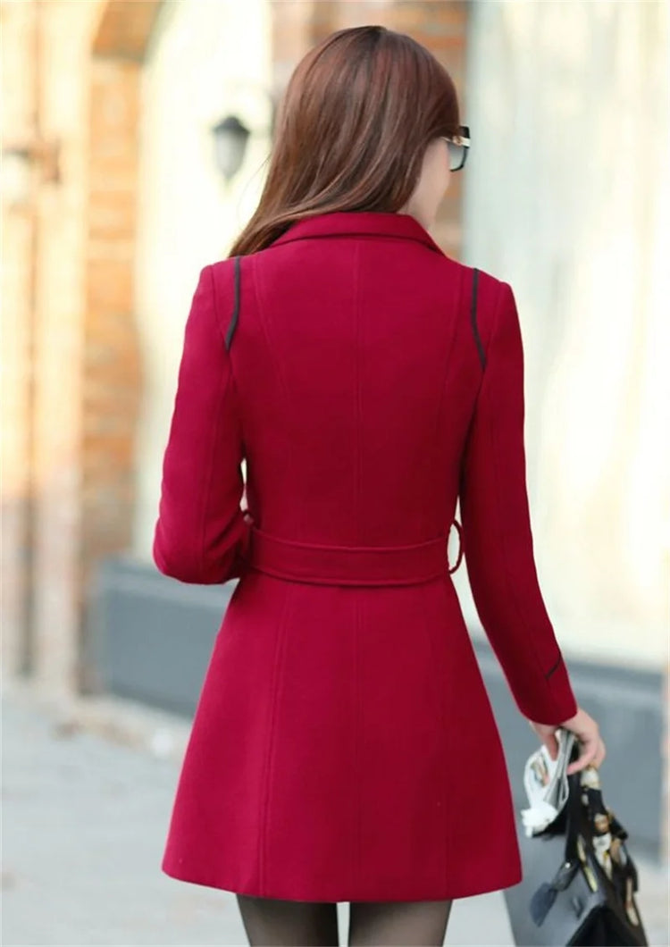 2023 New Korean Winter Woman Wool Coat Long Warm Female Woolen Coat Female Autumn Fashion Double-Breasted Jacket Outerwear
