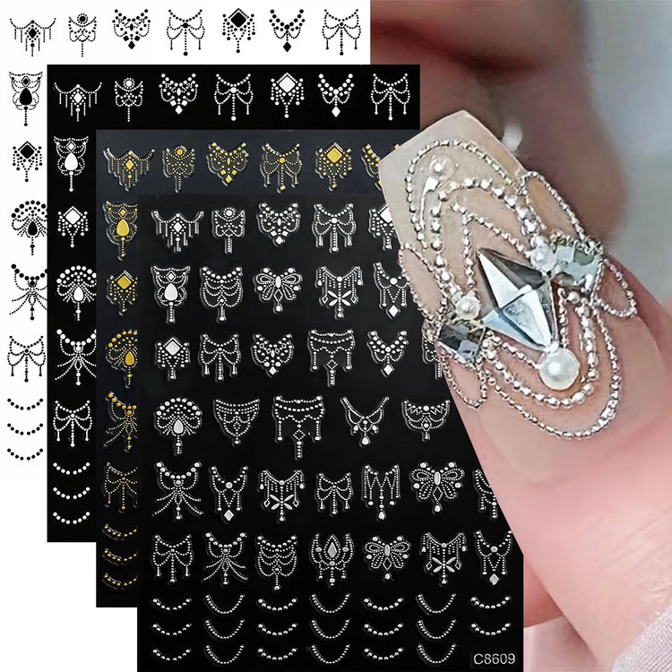 4pcs/set 3D Cute Cartoon Black Cat Nail Stickers Funny Cat Paw/Bowtie Self-Adhesive Nail Art Decals Manicure Accessories DIY 8*1