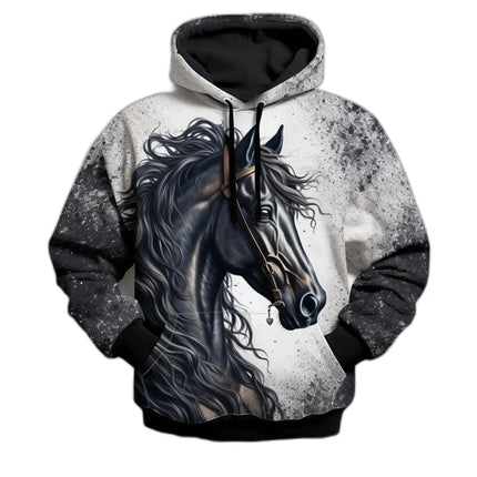 Horse Animal Graphic 3D Print Hoodies Men Women Hooded Sweatshirts Oversized Harajuku Pullover Tracksuit Coat Man Clothing