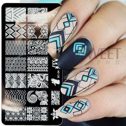 5 Sheets Lace Flowers Nail Stamping Plates Mandala Geometric Nail Art Stamp Templates Polish Printing Stencils Manicure Tools