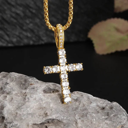Vintage Christian Ice Crystal Jesus Head Pendant Necklace for Men and Women Cross Catholic Amulet Jewelry PlatiNum
