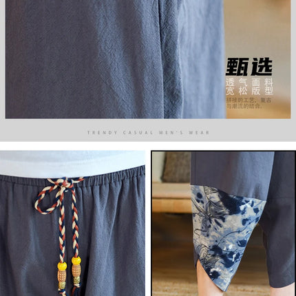 Pantaloni Kimono giapponesi da uomo in cotone traspirante Samurai Abbigliamento Pantaloni da uomo Stampa allentata Pantaloncini Harem retrò Pantaloni Hip Hop Harajuku