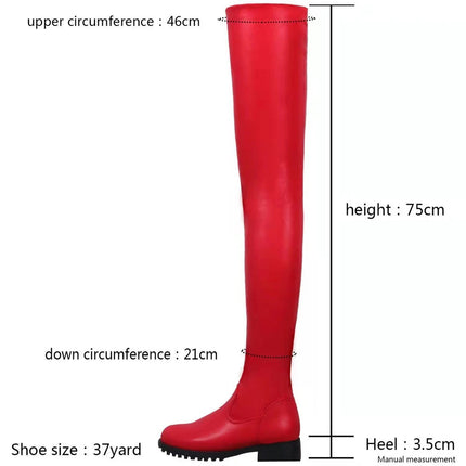 2025 Winter Over the Knee Women Boots European Platform Zipper Ladies Shoes Comfort Square High Heels Elastic Leather Long Boots PlatiNum