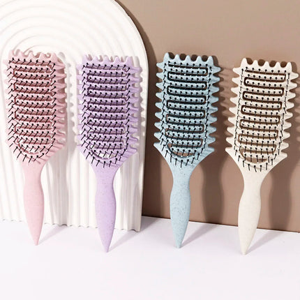 Curling Styling Brush - Hollow Massage Comb, Nylon Mane, ABS Plastic Handle, Comfortable Grip Special for Real Hair Wigs