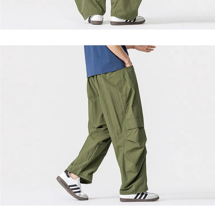 Pantaloni estivi da uomo Haori Harajuku Pantaloni a gamba larga con elastico in vita Pantaloni comodi da uomo oversize per sport all'aria aperta Pantaloni da jogging Streetwear