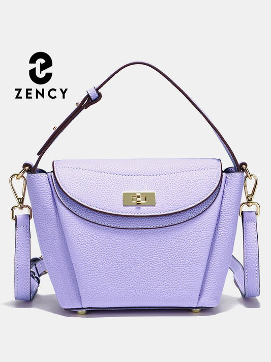 Borsa tote in vera pelle di lusso Zency per donna Elegante borsa di fascia alta Borsa a tracolla con tracolla Borse con manico superiore Borsa viola nobile