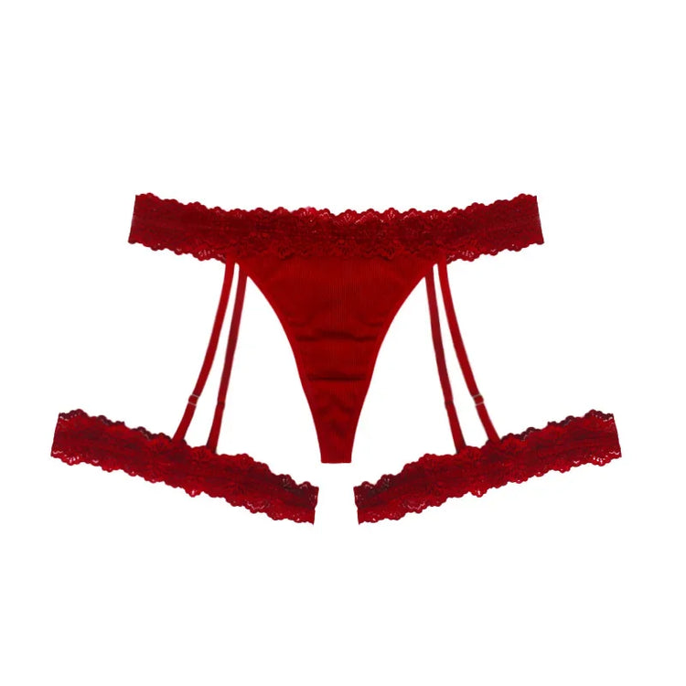 Female Suspender Socks Plus Size Lace Women Thongs Low-waist Solid Ladies G-string New Panties Fashion Erotic Underwear XL-4XL