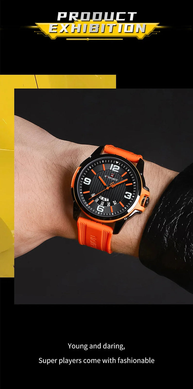NAVIFORCE Creativo cinturino in TPU orologio da polso maschile moda sportiva 3ATM quarzo impermeabile giorno e data display orologi da uomo Reloj Hombre platinumshop