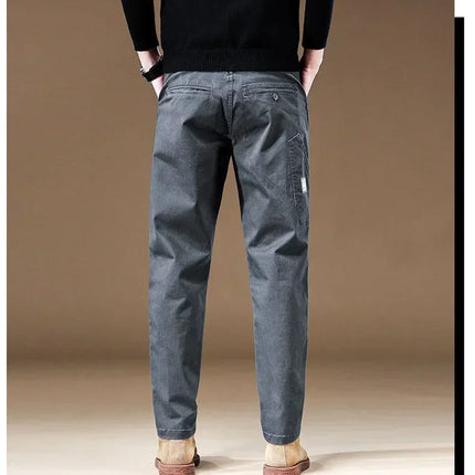 Spring Autumn New Men's 97% Cotton Jogging Cargo Long Pants Retro Solid Color Korean Style Straight Loose Casual Pants Male