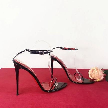 New 12cm Minimalist Ultra-fine Straight Strap High-heeled Shoes with Sexy Ankle Straps Plus Size Slim Heel Bed Sandals Women's PlatiNum