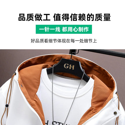 Casual Men's Hooded Jacket 2025 Spring Autumn New Product Thin Coat Top Windbreaker Street Wear Men's Coat