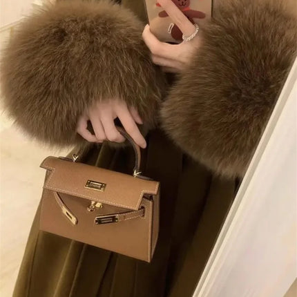 2025 New Spring Winter Warm Long Woolen Coat Women Elegant Warm Wool Blend Trench Coat With Belt Fashion Outerwear