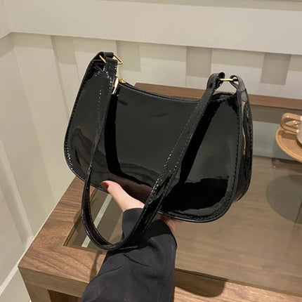 Retro Solid Color PU Leather Shoulder Underarm Bag Women's Fashion Handbags Casual Purses and Handbag Ladies Hand Bags PlatiNum