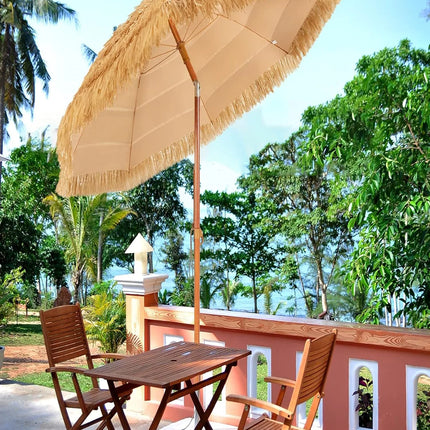 Ombrellone hawaiano, diametro 175 cm, ombrellone da spiaggia, paglia, 30 °   Ombrellone da Giardino Pieghevole, Ombrellone in Paglia, per Balcone, Spiaggia