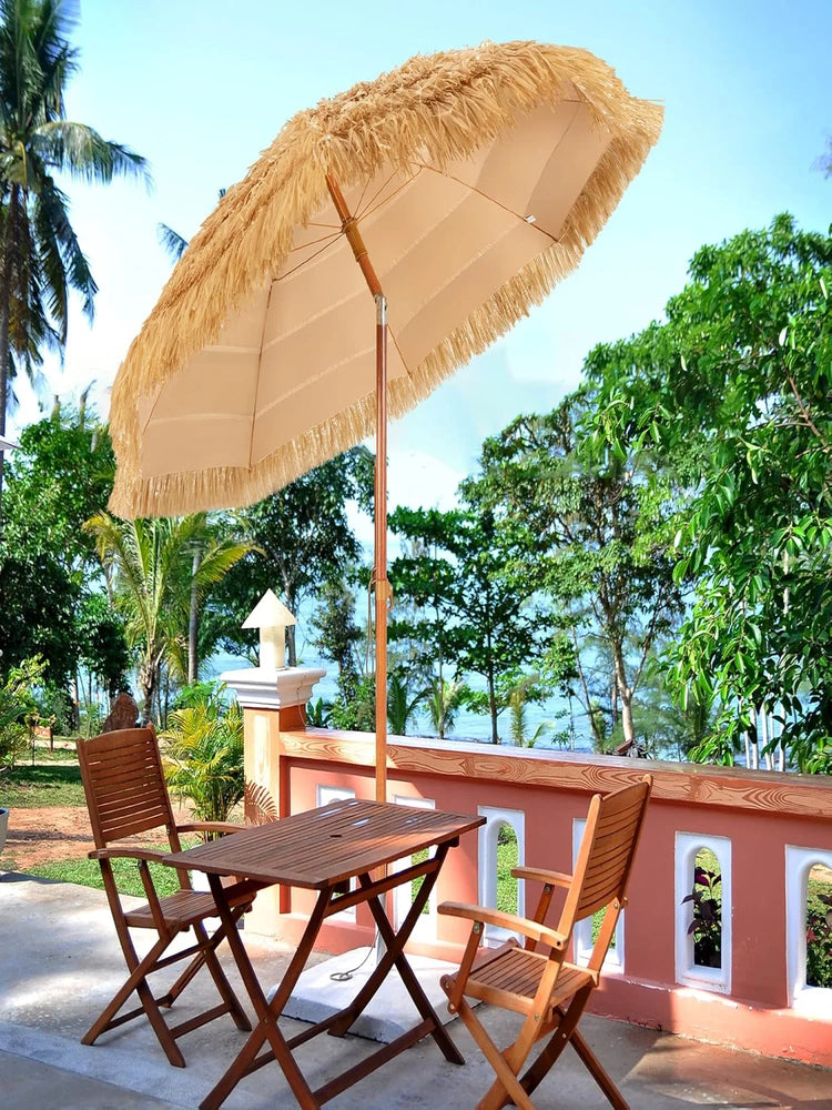 Ombrellone hawaiano, diametro 175 cm, ombrellone da spiaggia, paglia, 30 °   Ombrellone da Giardino Pieghevole, Ombrellone in Paglia, per Balcone, Spiaggia