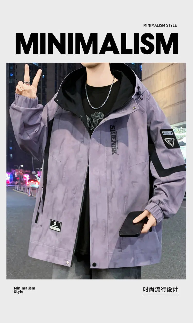Fashion 2026 Spring Autumn Men's Casual Hooded Jackets Streetwear Windproof Coats Youth Outdoor Plus Size 4XL Hoody Top Clothing