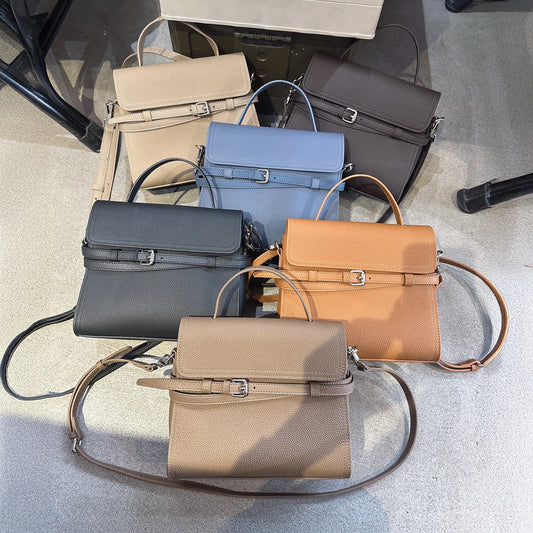 MENDY New In Handbag Women's Work Commuter Bag Genuine Leather Top-Handle Bag Belted Shoulder Bag Hand Bag Ladies Designer