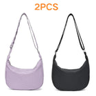 Miss Lulu 2-Piece Set-Large Capacity & Adjustable Shoulder belt-WOMEN'S Crescent Crossbody bag Casual PlatiNum
