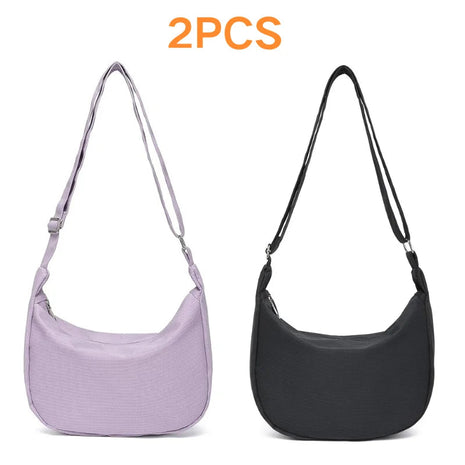 Miss Lulu 2-Piece Set-Large Capacity & Adjustable Shoulder belt-WOMEN'S Crescent Crossbody bag Casual PlatiNum