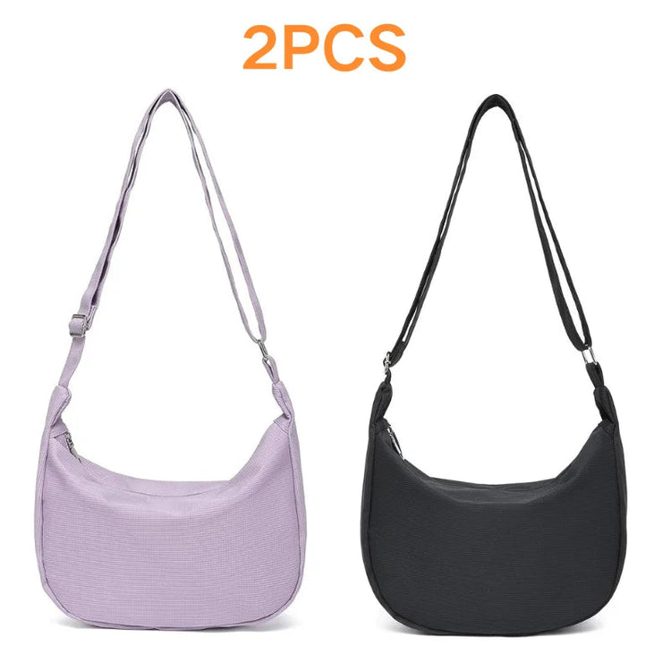 Miss Lulu 2-Piece Set-Large Capacity & Adjustable Shoulder belt-WOMEN'S Crescent Crossbody bag Casual PlatiNum